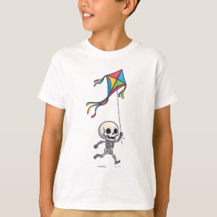Chibi Skelet Vliegende Kleurrijke Krijtje Kinderen T-shirt