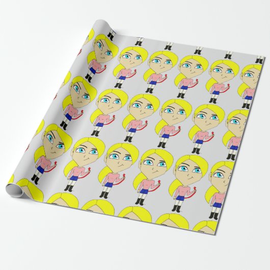 chibi " slecht " meisje cadeaupapier (Uitgerold)