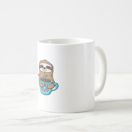 Chibi Sloth Coffee Lover � Cute Kawaii Sloth Huggi Koffiemok (Voorkant rechts)