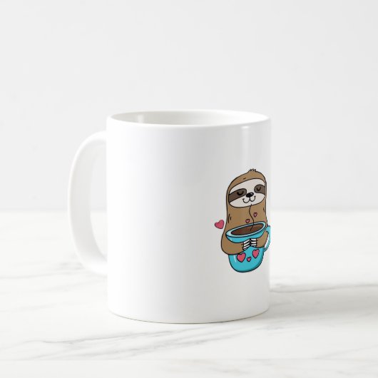 Chibi Sloth Coffee Lover � Cute Kawaii Sloth Huggi Koffiemok (Voorkant links)