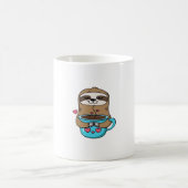 Chibi Sloth Coffee Lover � Cute Kawaii Sloth Huggi Koffiemok (Center)
