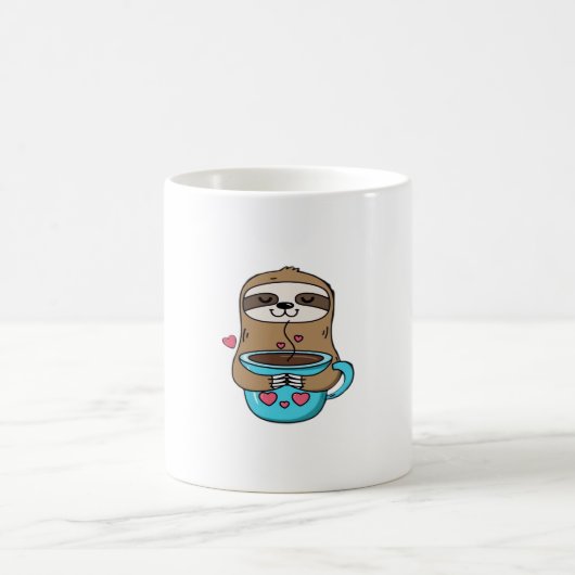 Chibi Sloth Coffee Lover � Cute Kawaii Sloth Huggi Koffiemok (Center)