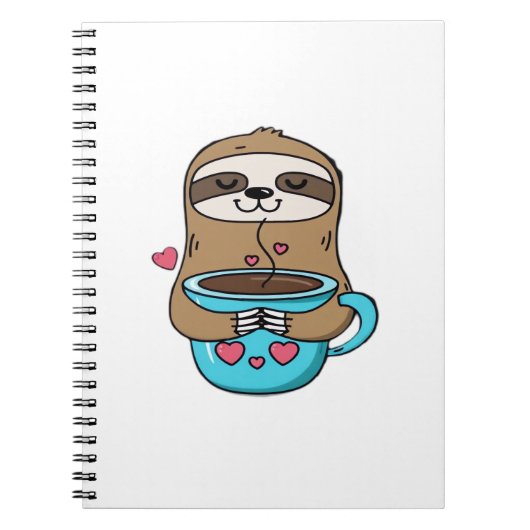 Chibi Sloth Coffee Lover � Cute Kawaii Sloth Huggi Notitieboek (Voorkant)