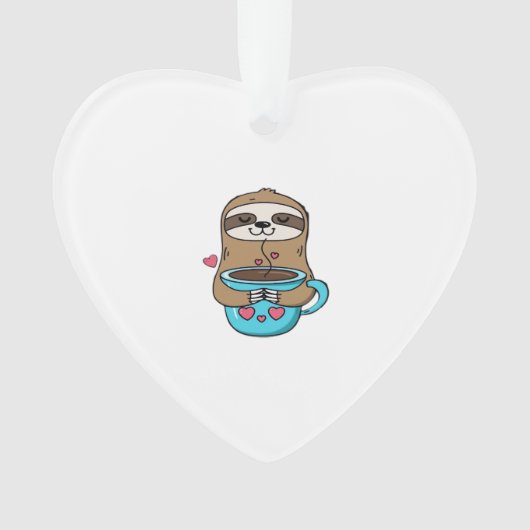 Chibi Sloth Coffee Lover � Cute Kawaii Sloth Huggi Ornament (voorkant)