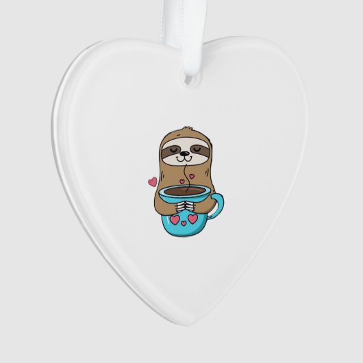 Chibi Sloth Coffee Lover � Cute Kawaii Sloth Huggi Ornament (voorkant)