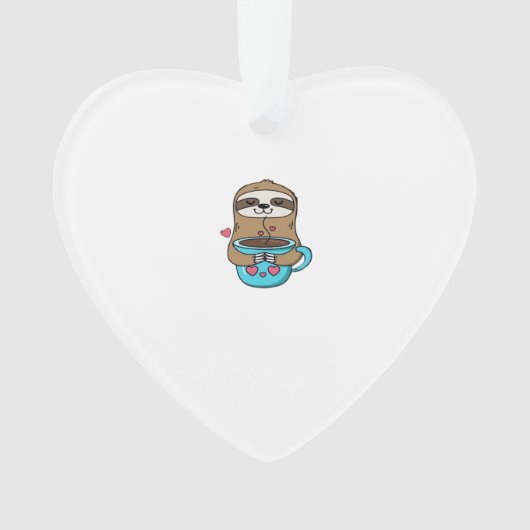 Chibi Sloth Coffee Lover � Cute Kawaii Sloth Huggi Ornament (voorkant)