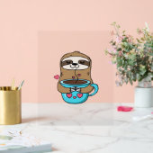 Chibi Sloth Coffee Lover – Schattigee Kawaii Sloth Acryl Bord (Huwelijk)