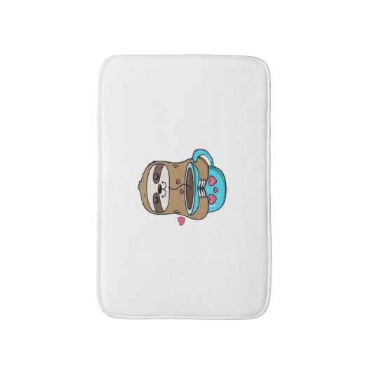 Chibi Sloth Coffee Lover – Schattigee Kawaii Sloth Badmat (Voorkant Verticaal)