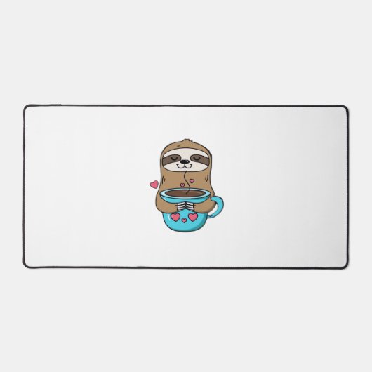 Chibi Sloth Coffee Lover – Schattigee Kawaii Sloth Bureaumat (Voorkant)