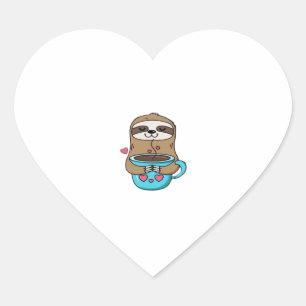 Chibi Sloth Coffee Lover – Schattigee Kawaii Sloth Hart Sticker