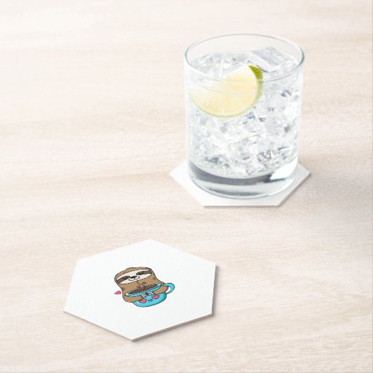 Chibi Sloth Coffee Lover – Schattigee Kawaii Sloth Kartonnen Onderzetters (Insitu)