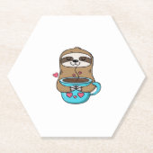 Chibi Sloth Coffee Lover – Schattigee Kawaii Sloth Kartonnen Onderzetters (Voorkant)