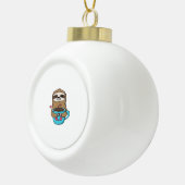 Chibi Sloth Coffee Lover – Schattigee Kawaii Sloth Keramische Bal Ornament (Rechts)