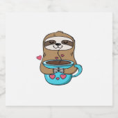Chibi Sloth Coffee Lover – Schattigee Kawaii Sloth Sparkling Wijnetiket