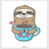 Chibi Sloth Coffee Lover – Schattigee Kawaii Sloth Sticker (Vel)