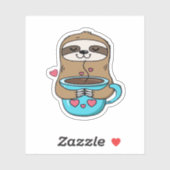 Chibi Sloth Coffee Lover – Schattigee Kawaii Sloth Sticker (Vel)