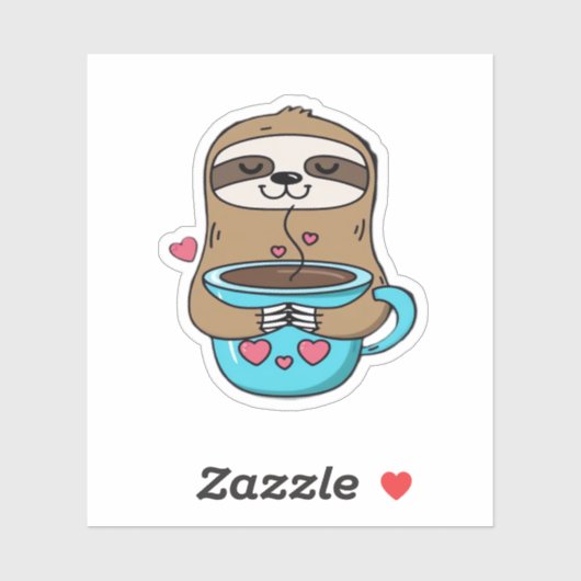 Chibi Sloth Coffee Lover – Schattigee Kawaii Sloth Sticker (Vel)