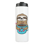 Chibi Sloth Coffee Lover – Schattigee Kawaii Sloth Thermosbeker (Voorkant)