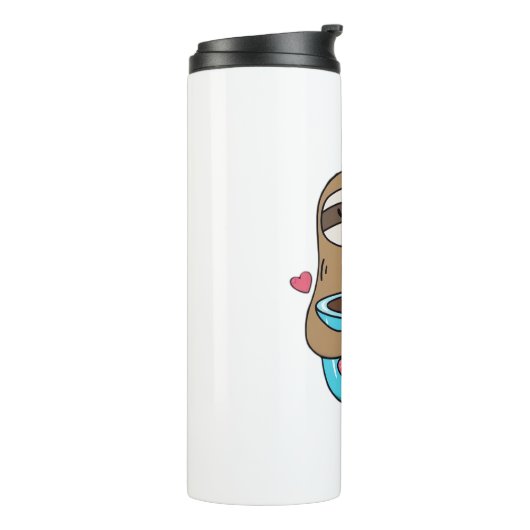 Chibi Sloth Coffee Lover – Schattigee Kawaii Sloth Thermosbeker (Gedraaid links)