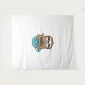 Chibi Sloth Coffee Lover – Schattigee Kawaii Sloth Wandkleed (Voorkant (horizontaal))