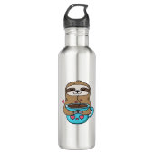 Chibi Sloth Coffee Lover – Schattigee Kawaii Sloth Waterfles (Voorkant)