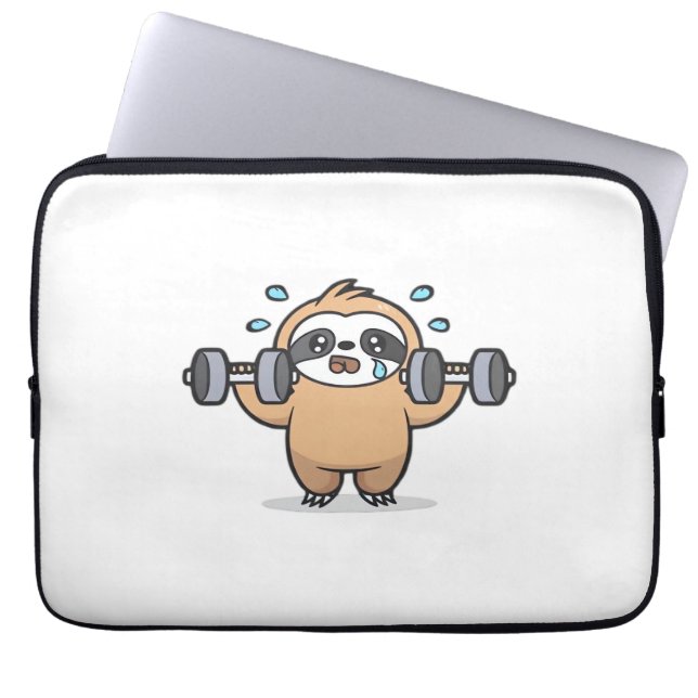 Chibi Sloth Gym Fail – Schattigee Kawaii Funny Wor Laptop Sleeve (Voorkant)