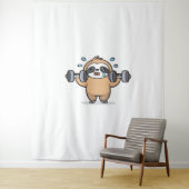 Chibi Sloth Gym Fail – Schattigee Kawaii Funny Wor Wandkleed (In situ)