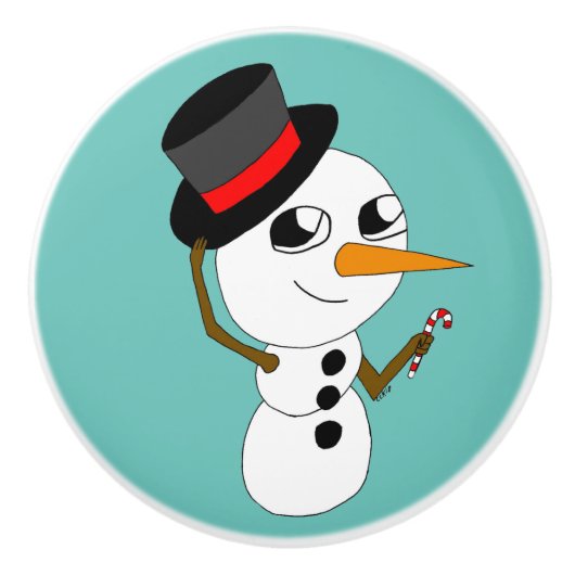 chibi smowman keramische knop (Voorkant)