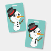 chibi sneeuwman badge (Voor- en achterkant)