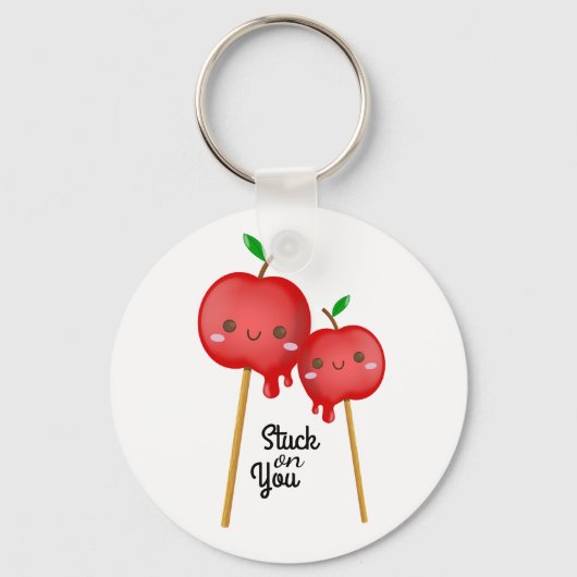 Chibi Snoep Apples Couple Stuck op You Cute Sleutelhanger (Voorkant)
