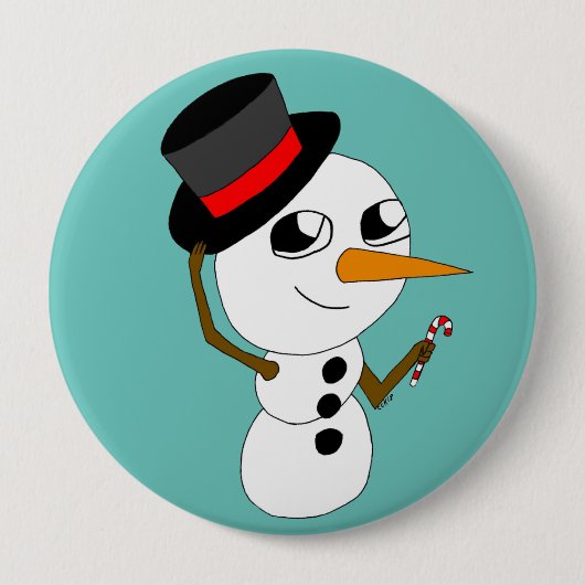 Chibi Snowman-toets Ronde Button 4,0 Cm (Voorkant)