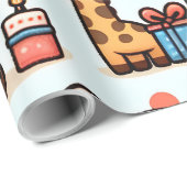 Chibi-stijl dieren in Petten Cadeaupapier (Rol Hoek)