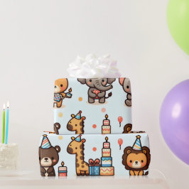 Chibi stijl Dieren in Verjaardag Petten Wrapping P Cadeaupapier