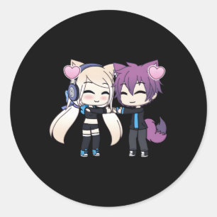 Chibi stijl kawaii anime en hij ronde sticker