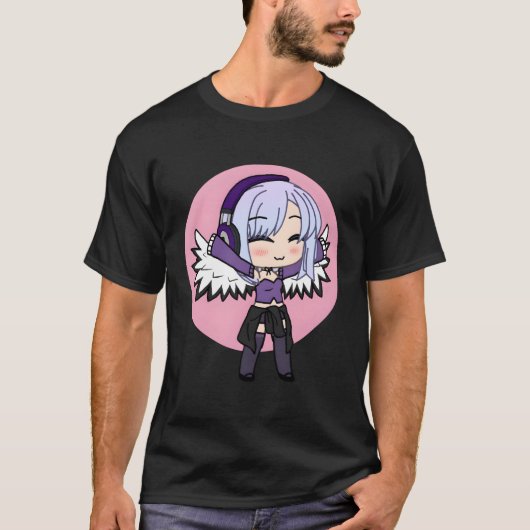 Chibi stijl Kawaii anime met vleugels T-shirt (Voorkant)