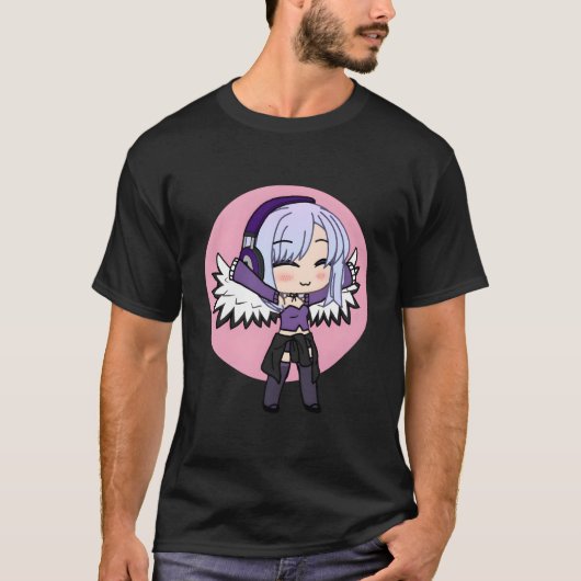 Chibi-stijl Kawaii-anime met vleugels T-shirt (Voorkant)