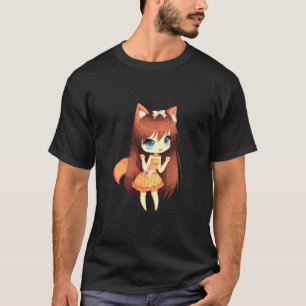Chibi-stijl Kawaii Japans animistisch meisje met f T-shirt