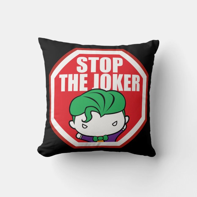 Chibi "Stop the Joker"-teken Kussen (Voorkant)