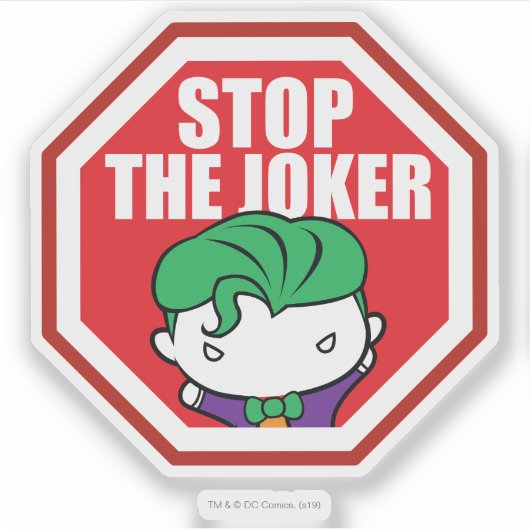 Chibi "Stop the Joker"-teken Sticker (Voorkant)