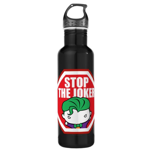 Chibi "Stop the Joker"-teken Waterfles (Voorkant)