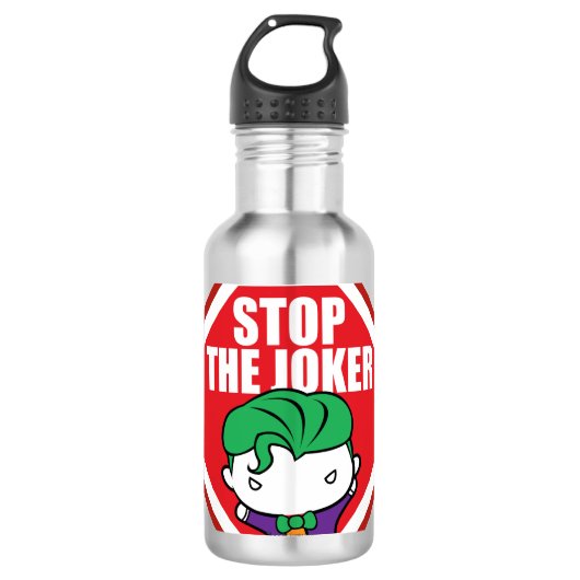 Chibi "Stop the Joker"-teken Waterfles (Voorkant)