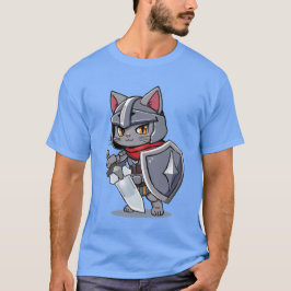 Chibi Style Medieval Cat Swordsman T-shirt
