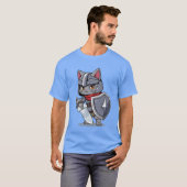 Chibi Style Medieval Cat Swordsman T-shirt (Voorkant volledig)
