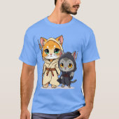 Chibi Style Medieval Cats with Spears T-shirt (Voorkant)