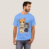 Chibi Style Medieval Cats with Spears T-shirt (Voorkant volledig)