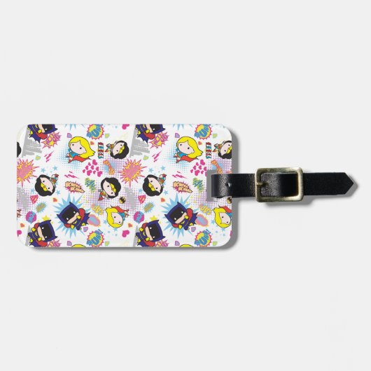 Chibi Super Heroine Pattern Bagagelabel (Voorkant horizontaal)