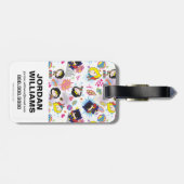 Chibi Super Heroine Pattern Bagagelabel (Achterkant horizontaal)
