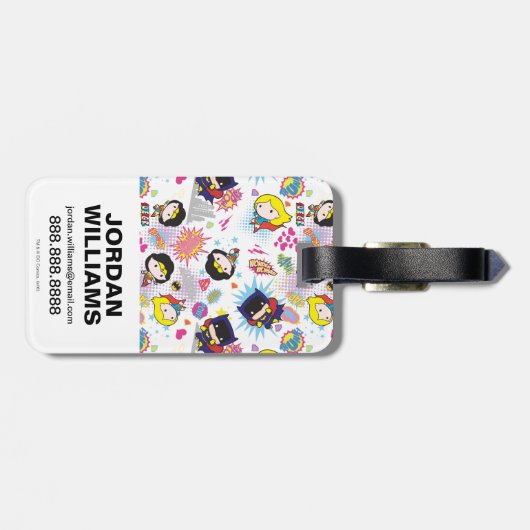Chibi Super Heroine Pattern Bagagelabel (Achterkant horizontaal)