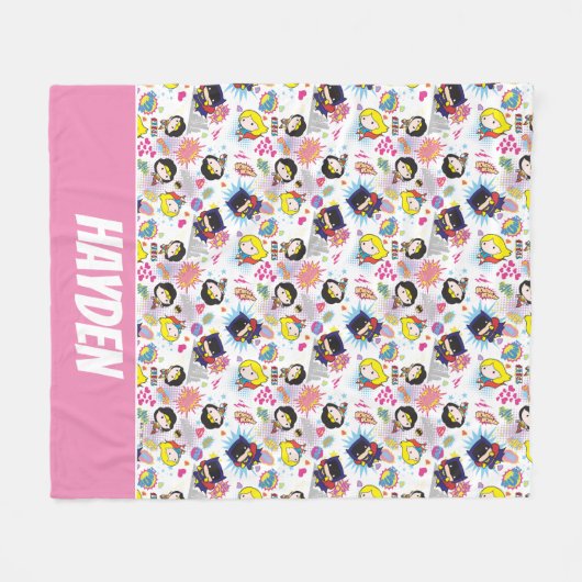 Chibi Super Heroine Pattern Fleece Deken (Voorkant (Horizontaal))