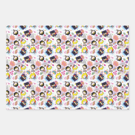 Chibi Super Heroine Pattern Inpakpapier Vel (Voorkant 2)